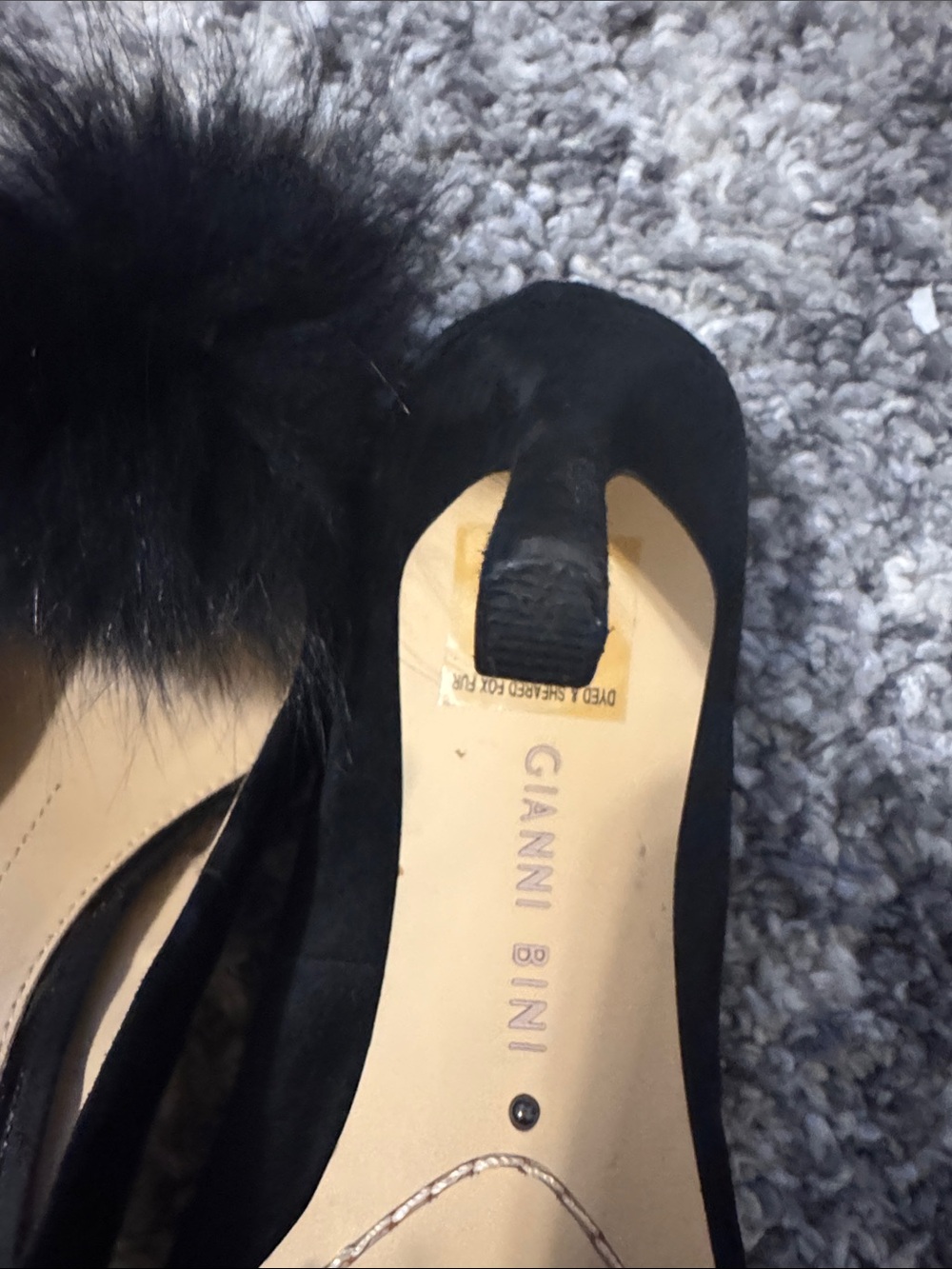 Gianni Bini Black Suede Pointed-Toe Pumps with Pom-Pom Detail - Picture 5 of 6